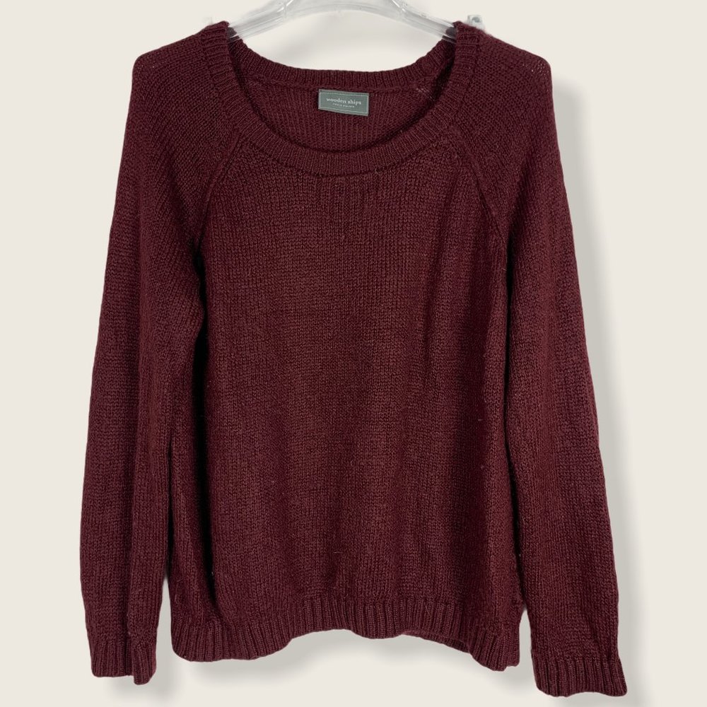 Wooden Ships Pullover Sweater Maroon Red Mohair
